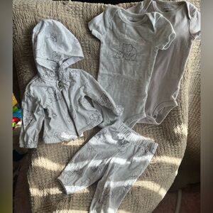 Carter's Gray Baby Hoodie with Animal Sketches